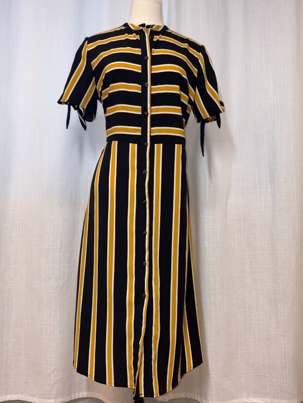 Striped Button-up Flowy Dress